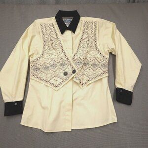 90s Wrangler Western Wear for Women Large Shirt with Attached Vest